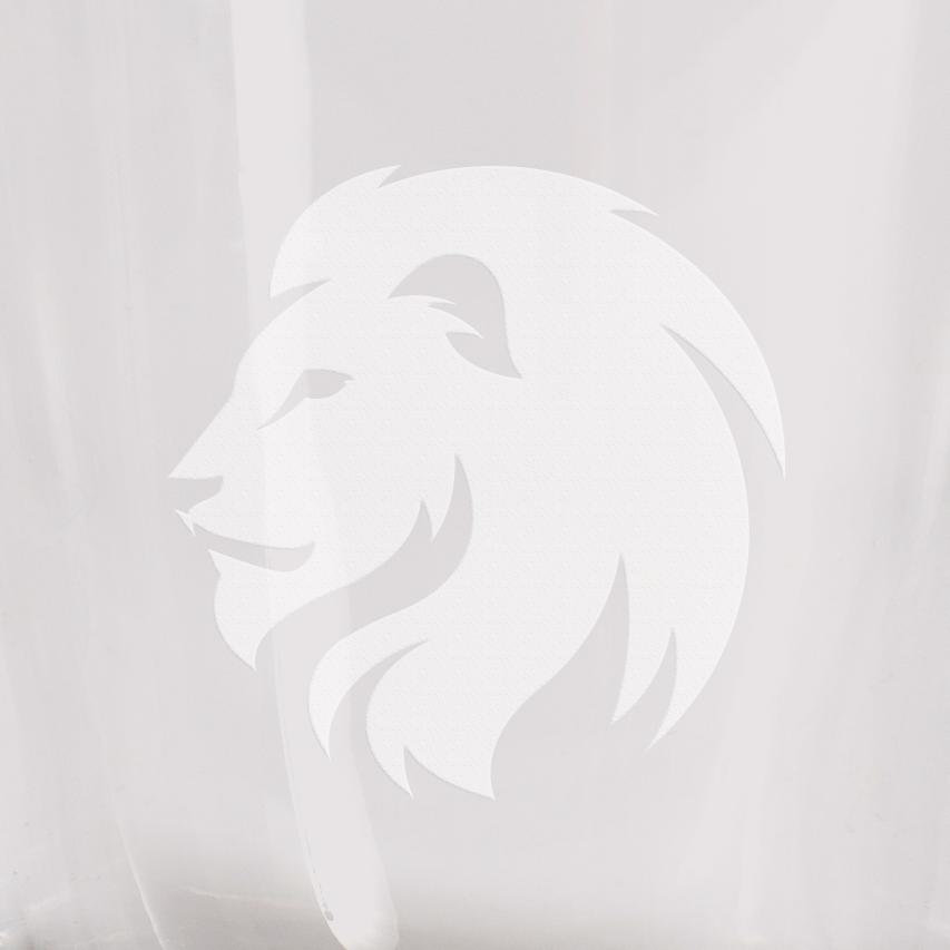狮头标志在玻璃表面的虚拟例子.